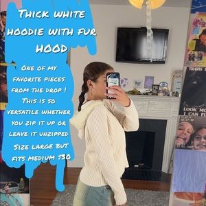 White fur y2k hoodie